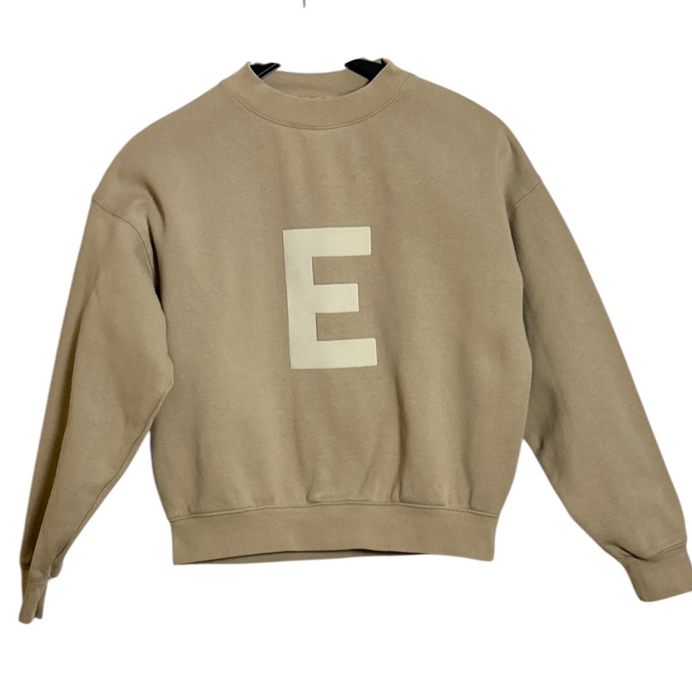 Fear of God Kids Tan Sweatshirt with Cream 'E' Graphic